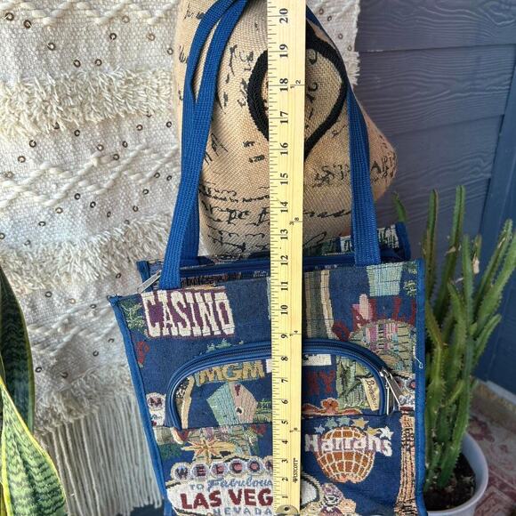 Vintage Las Vegas tapestry tote bag with zipper closure Bovano USA - Picture 6 of 7